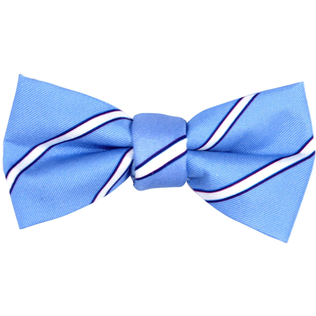 Classic Stripes Light Blue Magnetic Bow Tie Juniors