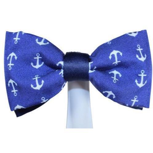 Bowtie - Anchors Navy And White Magnetic Bow Tie - Nautical
