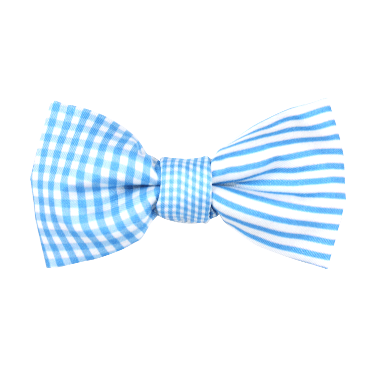 Bowtie - Blue Gingham And Stripes Magnetic Bow Tie Junior