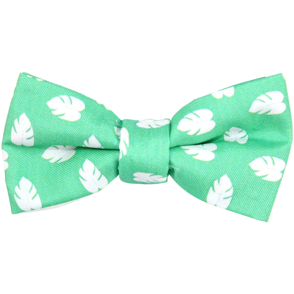 Bowtie - Boys Magnetic Green Bow Tie With White Palms