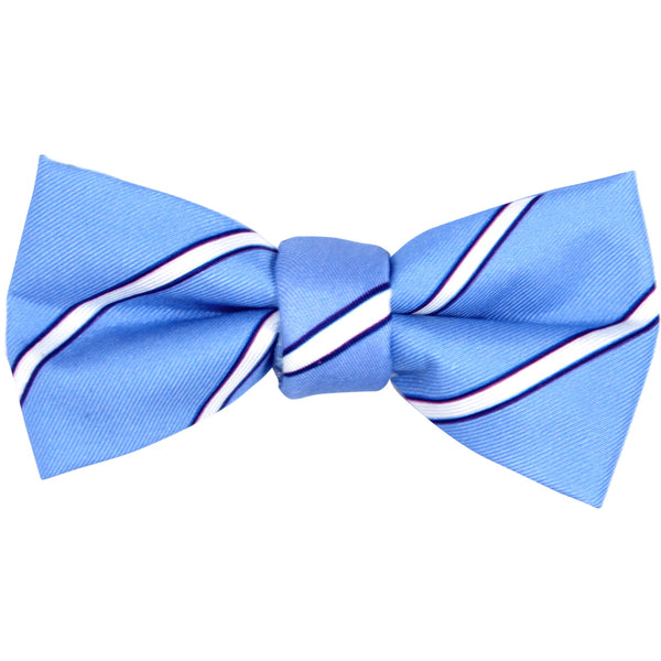 Bowtie - Boys Magnetic Light Blue Bow Tie With Stripes