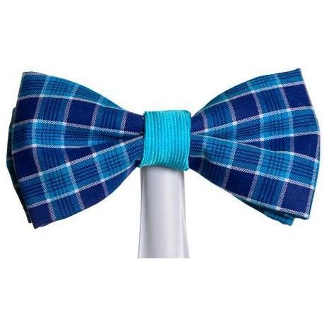 Bowtie - Checker Teal And Navy Magnetic Bow Tie