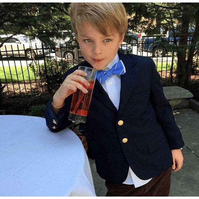 Bowtie - Classic Stripes Light Blue Magnetic Bow Tie Juniors