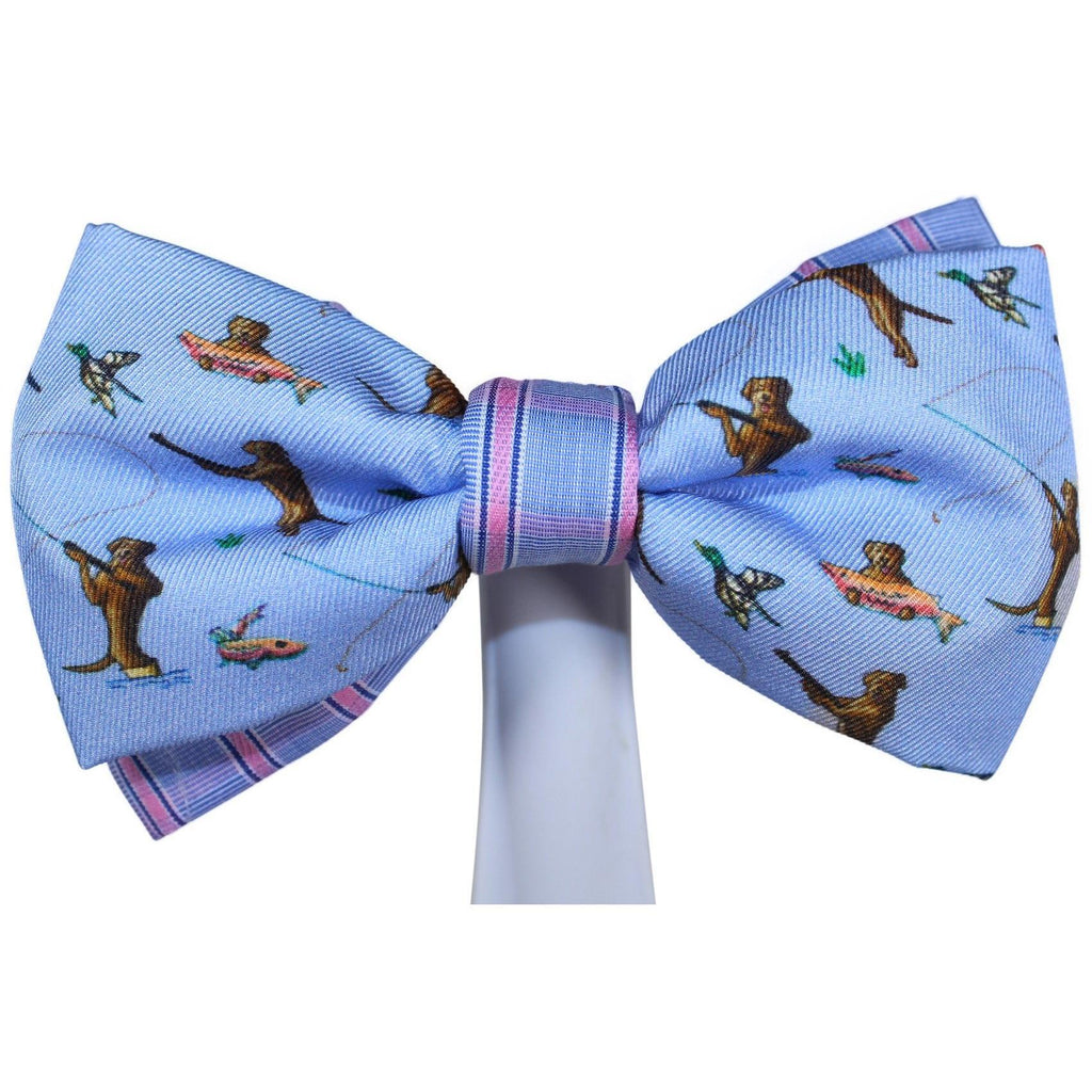 Bowtie - Labrador Dog Fly Fishing And Duck Hunting Blue Magnetic Bow Tie