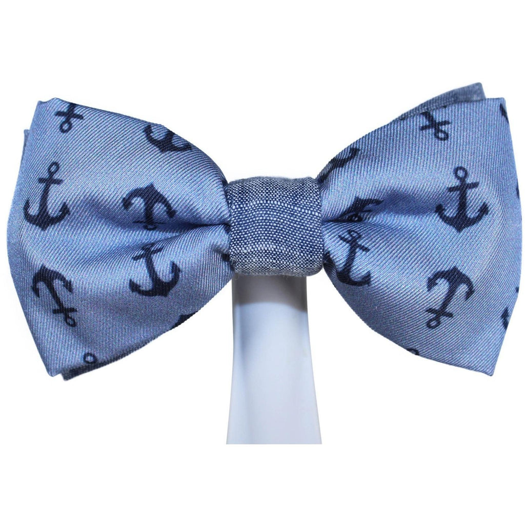 Bowtie - Nautical Anchors Blue Magnetic Bow Tie