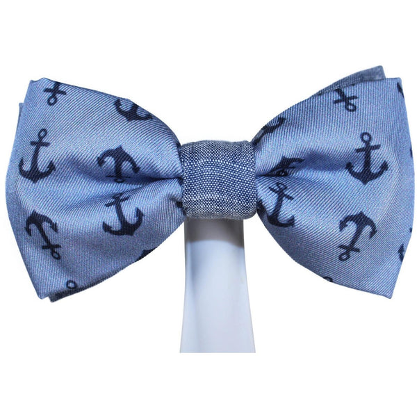 Bowtie - Nautical Anchors Blue Magnetic Bow Tie