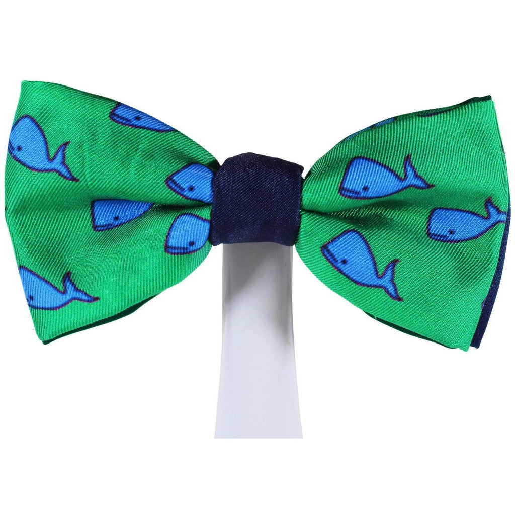 Bowtie - Nautical Whales Green And Blue Magnetic Bow Tie