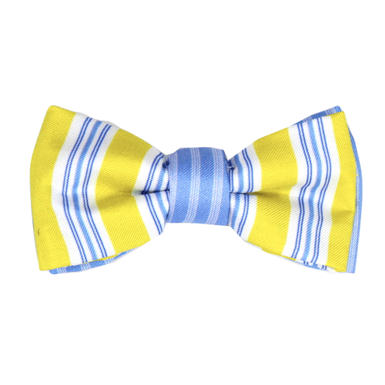 Expired - Resource Fabric - Classic Yellow And Blue Pinstripe Magnetic Bow Tie Junior