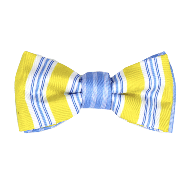 Expired - Resource Fabric - Classic Yellow And Blue Pinstripe Magnetic Bow Tie Junior
