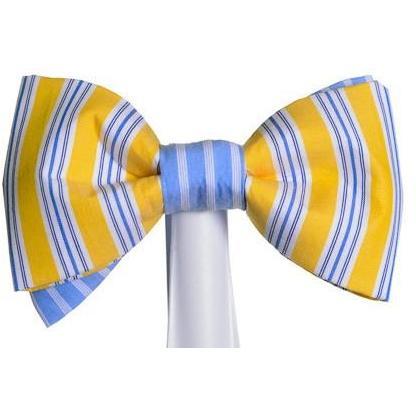 Expired - Resource Fabric - Classic Yellow And Blue Pinstripe Magnetic Bow Tie Men